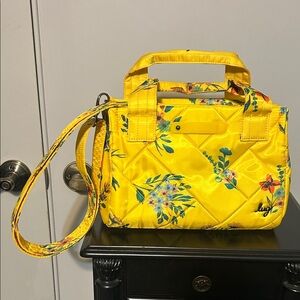 Yellow Floral Quilted Crossbody Bag - lug